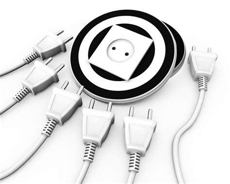 multiple electrical white plugs   socket business target stock photo