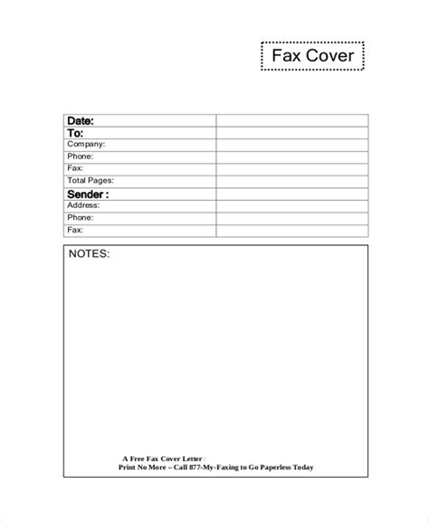 sample fax cover letter templates   ms word
