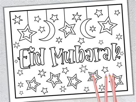 festive eid mubarak coloring page ramadan eid activity cute kids