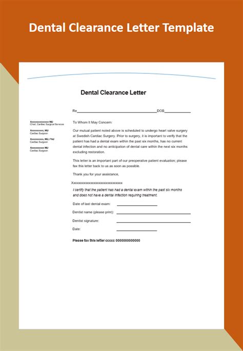dental clearance letter template