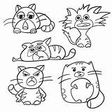 Outline Kleurend Geitjes Beeldverhaal Katten Paginaoverzicht Pluizige sketch template