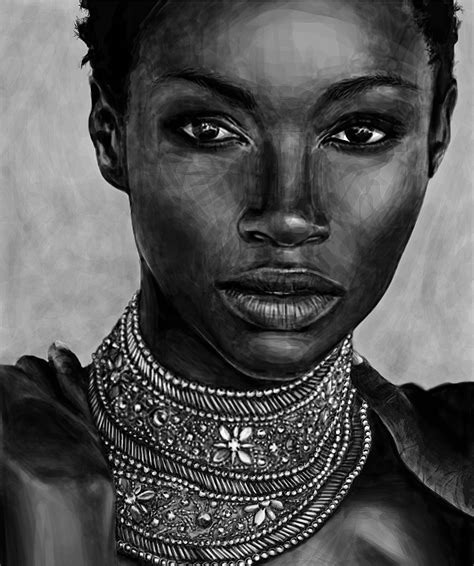 digital drawing of african woman s beauty
