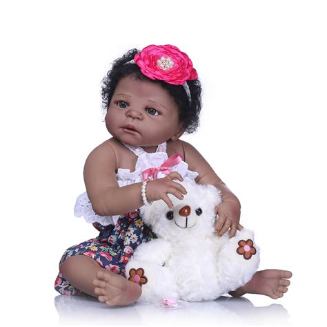 cm black girl   realistic baby doll toy full silicone body waterproof kids