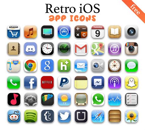 retro ios app icons  iphone ios  app icons