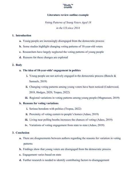 write  literature review outline