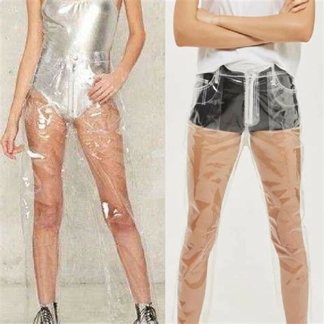 Women High Waist Pant Waterproof Pvc Plastic Skinny Pants Loose Long