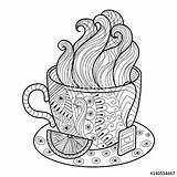 Coloring Tea Pages Cup Adults Coffee Fotolia Adult Colouring Zentangle Printable Cups Getcolorings Au sketch template