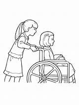 Drawing Helping Wheelchair Wheel Primary Drawings Others Girl Pushing Another Line Chair Easy Lds Children Coloring Illustration Pages Ferris Getdrawings sketch template