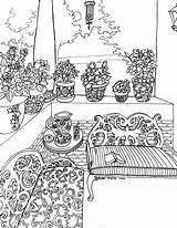 Coloring Pages Book Soothing Relaxing Rooms Scenes Behance Color Life sketch template