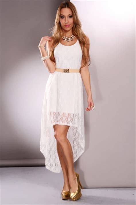 Casual White High Low Dress