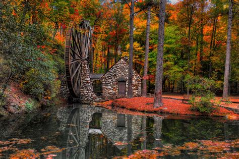 water mill magical autumn color rv wheel life