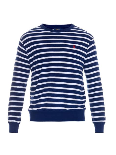 lyst polo ralph lauren striped terry towelling long sleeved  shirt