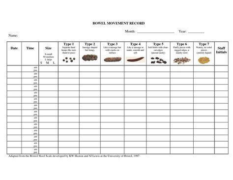 bowel movement chart template