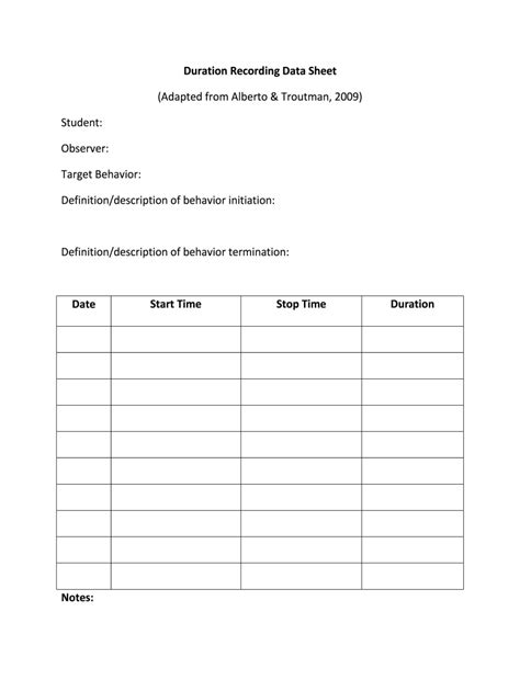 duration recording data sheet form fill   sign printable
