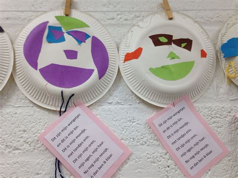 knutselen van gezicht op kartonnen bordje paper plate art paper plates school