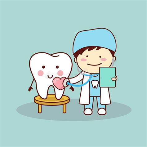 happy cartoon tooth and dentist stock illustration tooth cartoon