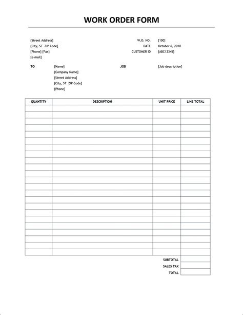 basic printable order forms templates   word printable forms