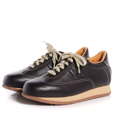 hermes leather quick sneakers  brown  fashionphile