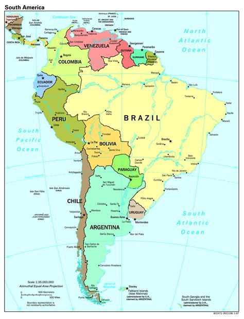 maps  south america  south american countries political maps