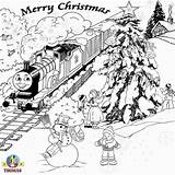 Thomas Pages Christmas Train Coloring Winter Printable Kids Colouring Divyajanani sketch template