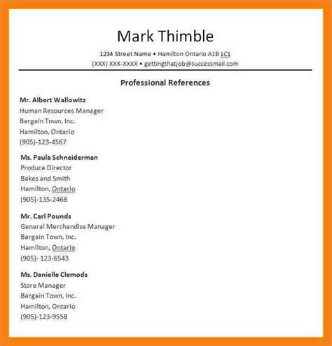 professional reference list template word template business