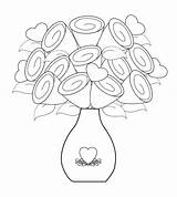 Coloring Pages Valentine Bouquet Valentines Kids Printable Rose Cupid sketch template