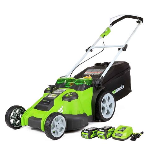 greenworks  cordless dual blade lawn mower review cm