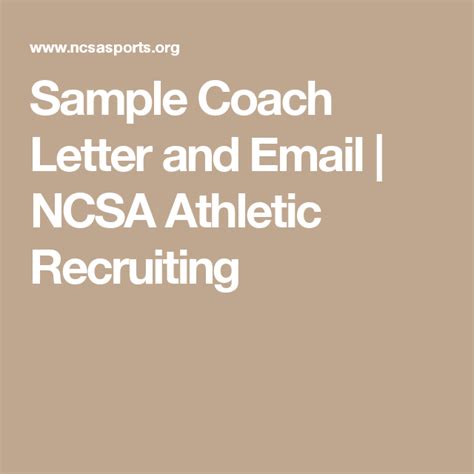 sample coach letter  email ncsa athletic recruiting college