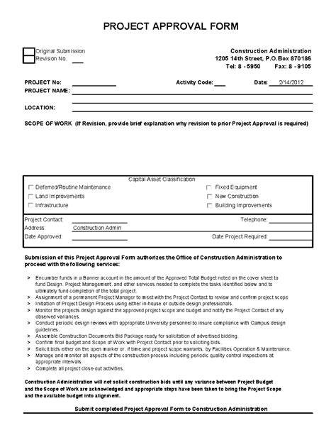 excel template project approval form excel template xls flevypro