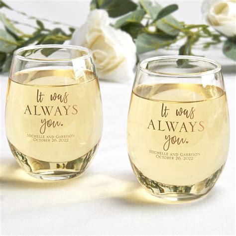 personalized stemless wine glass wedding party favors