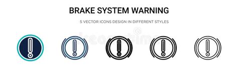 brake system warning icon  filled thin  outline  stroke style vector illustration