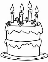 Cake Birthday Coloring Simple Cakes Pages Color Kids Clip Candles Fancy sketch template