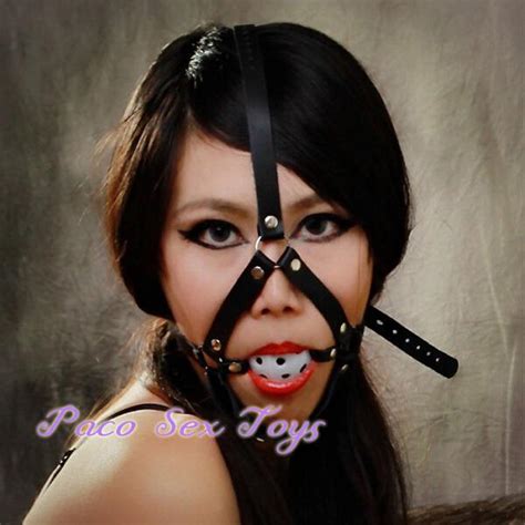 ball gag leather head harness open mouth drool ball gag