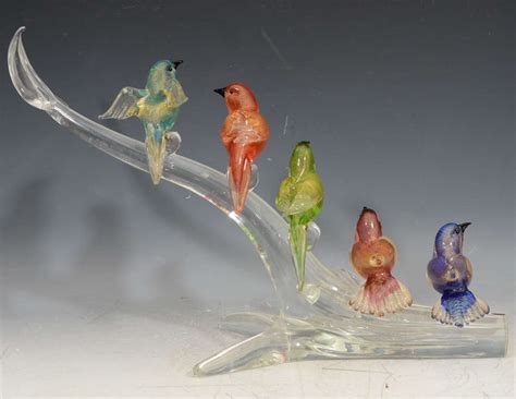 Mid Century Murano Glass Birds On A Branch Sculpture At 1stdibs
