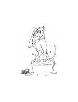 Dog Coloring Bathing Waiter sketch template