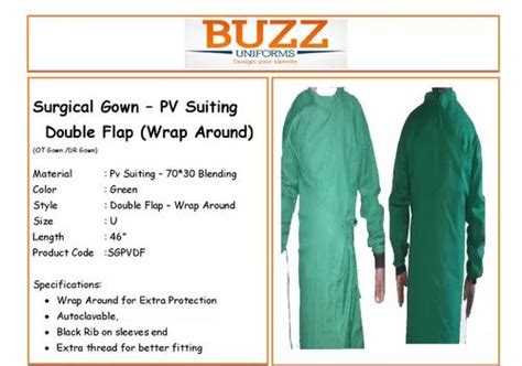 standard performance green surgical gown pv suiting double flap wrap