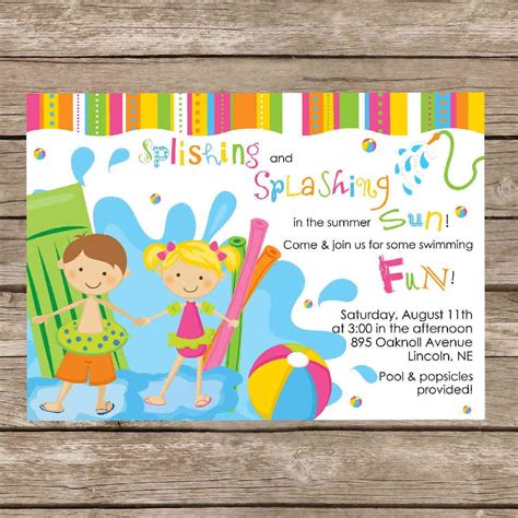 printable birthday pool party invitations printable templates
