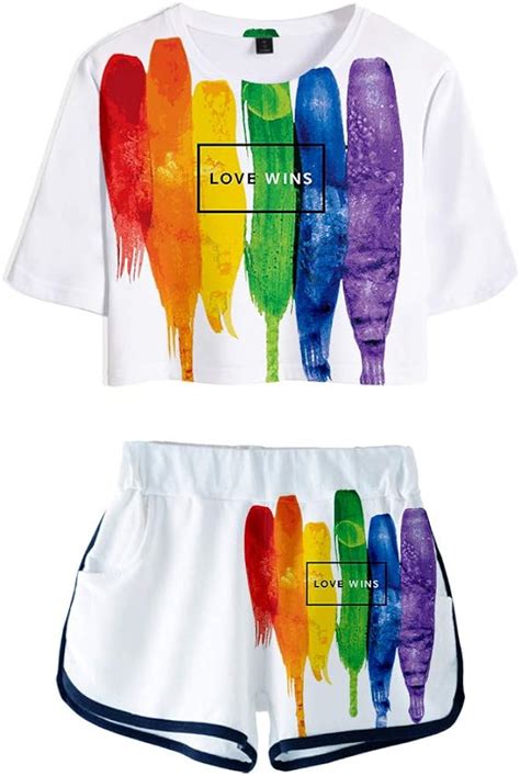 apht love is love lgbt gay lesbian pride suit 2 pieces rainbow crop top