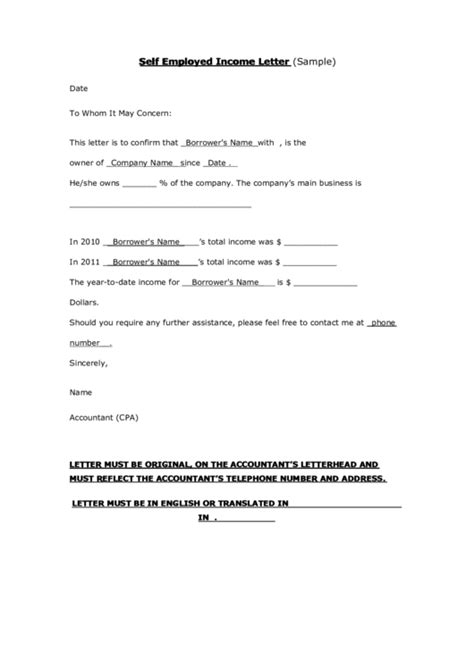 sample  employed income letter template printable
