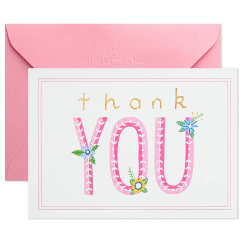 Pink Lettering Blank Thank You Notes Pack Of 10 Note Cards Hallmark