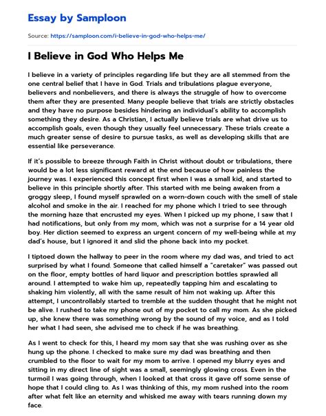 god  helps   essay sample  samplooncom