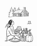 Coloring Thanksgiving Pilgrim Native Americans Pages Pilgrims Sheets Food Activity History Traded Plymouth 1620 sketch template
