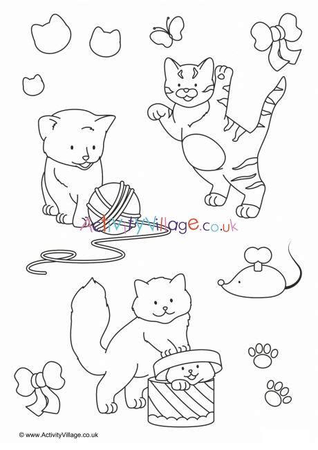 kittens colouring page