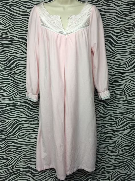 miss elaine vintage granny night gown pink soft light weight flannel m