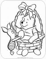 Easter Coloring Pooh Pages Disney Basket Piglet Printable Disneyclips sketch template