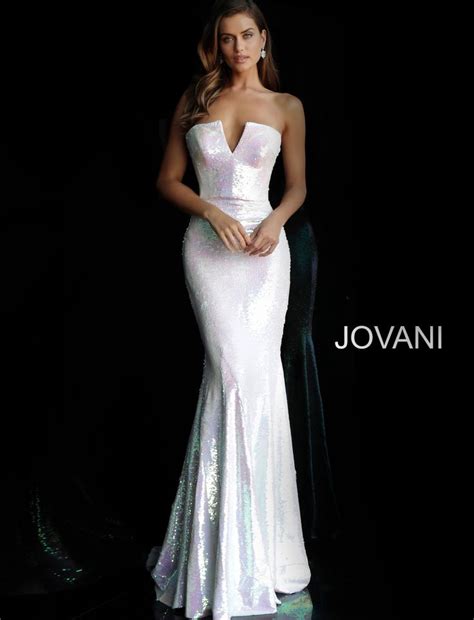 jovani dress  jovani  white sequin strapless fitted prom dress jovani dresses
