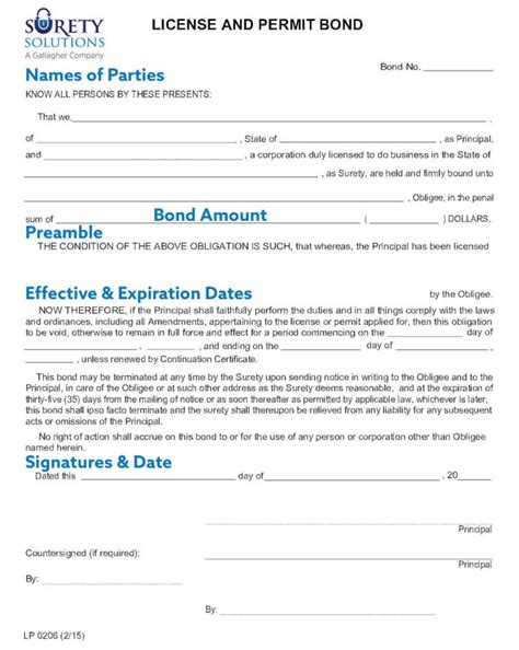 license  permit surety bond form  surety solutions