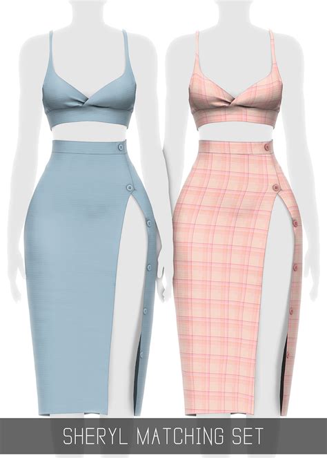 simpliciaty sheryl matching set top  skirt sims  downloads
