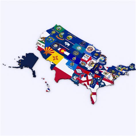 Us Political Map With Counties 3d Model Cgtrader