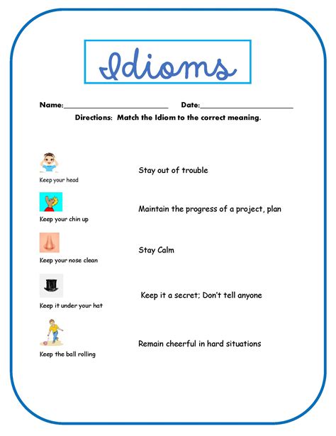 idioms worksheets teaching resources worksheets library